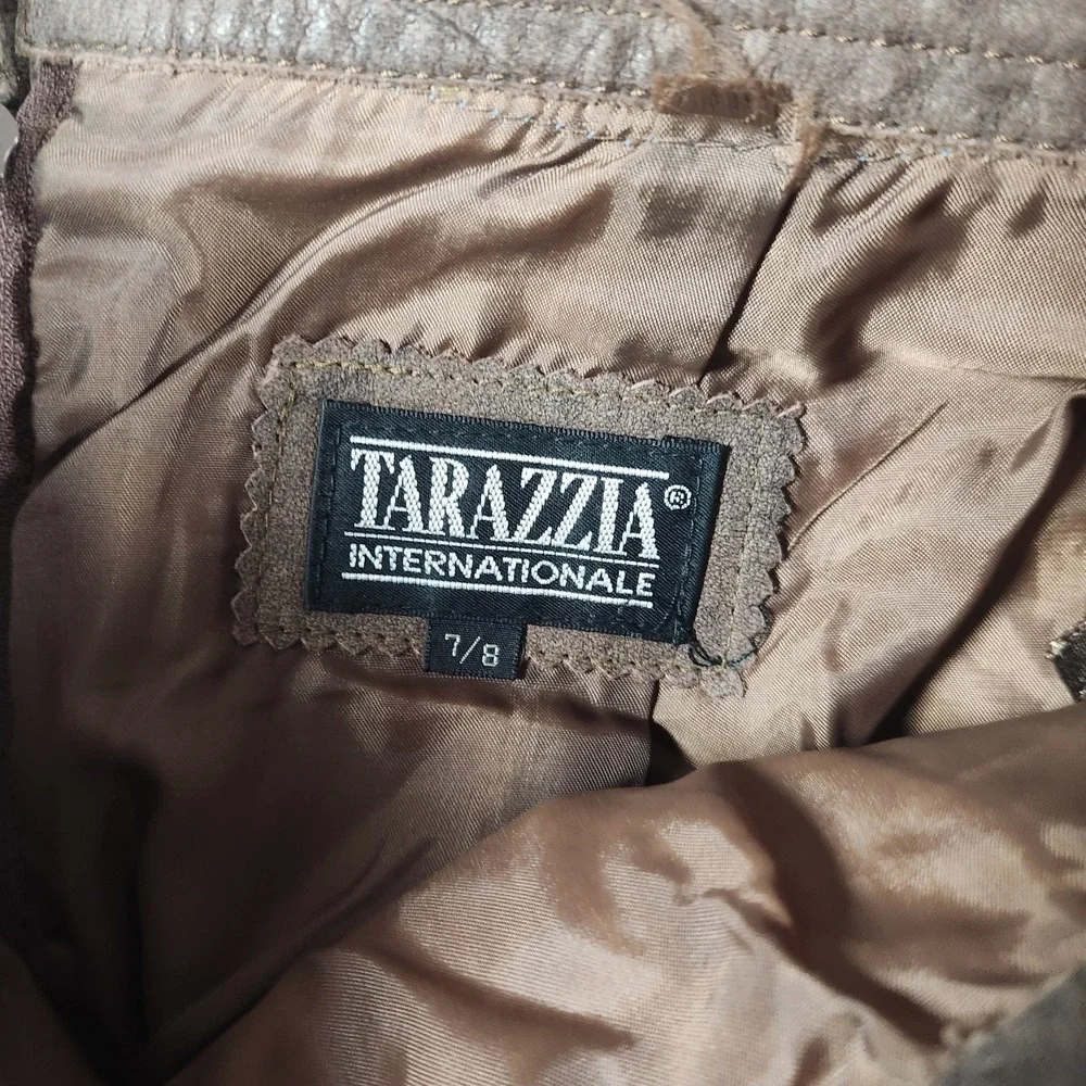 Tarazzia Internationale Genuine Leather Pencil Skirt Brown Vintage 90s Size 7/8